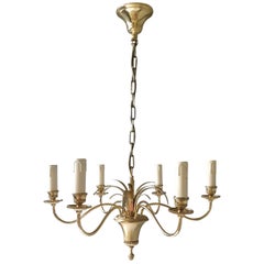 Hollywood Regency Brass and Bronze Chandelier by S.A. Boulanger