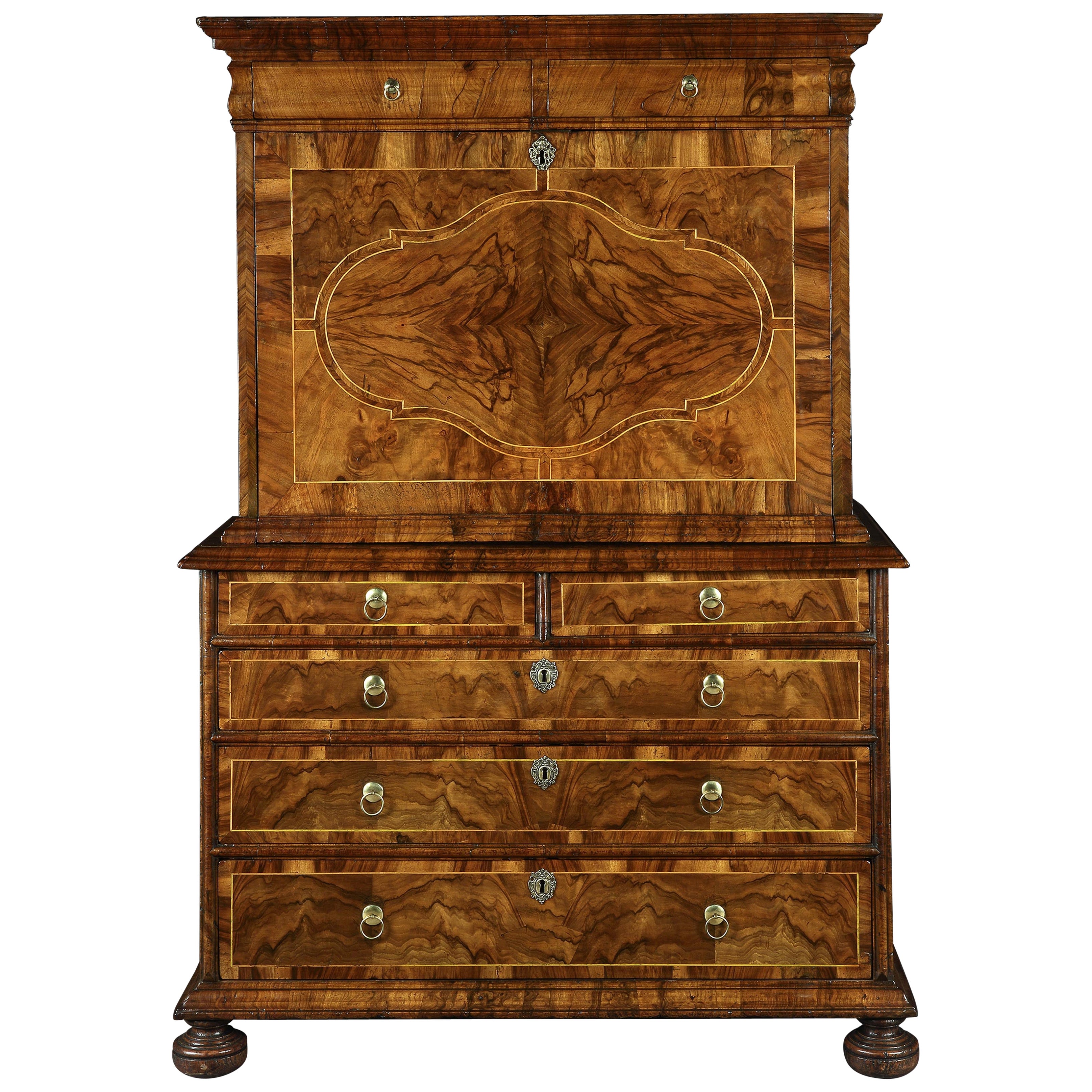 17th Century William and Mary Walnut Escritoire Writing Desk