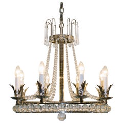 Beautiful mid century simplified nickel plated chandelier with leaves 