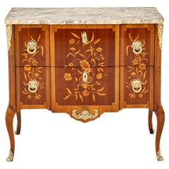 French Antique Commode Marquetry Chest Drawers