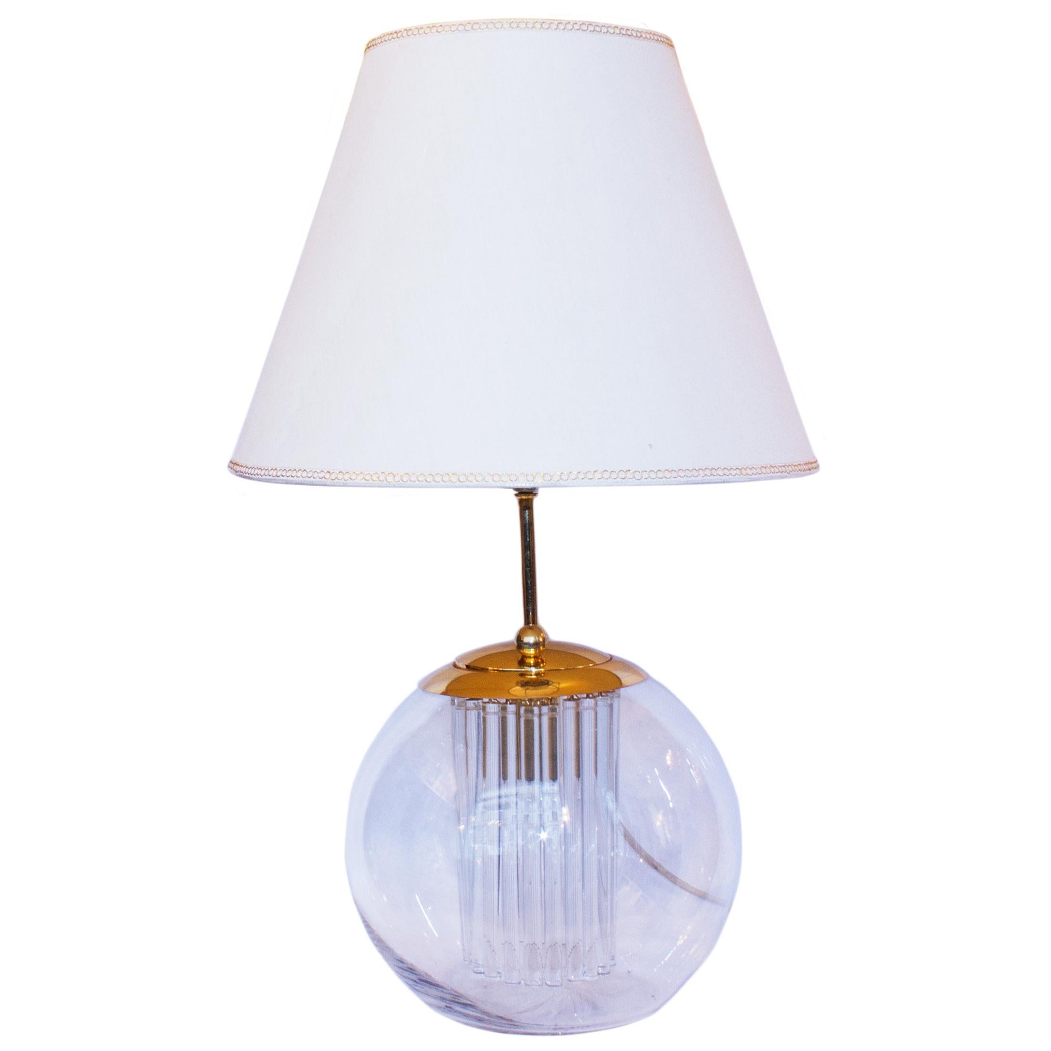 Special glass sphere with inner glass rod table lamp, model from 1965 For Sale