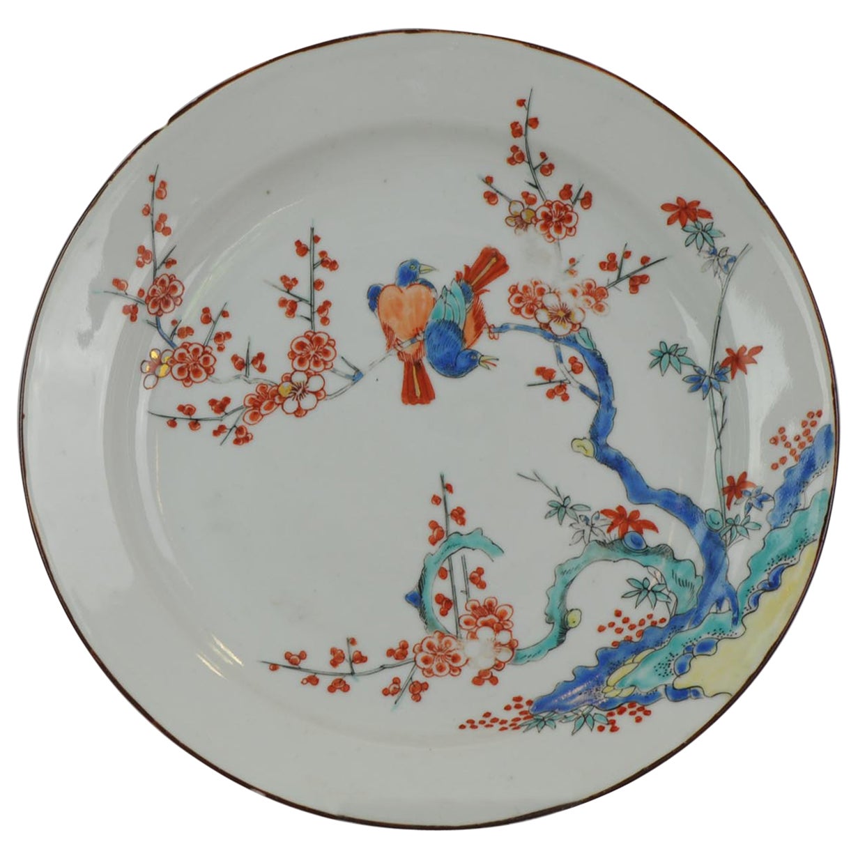 Kangxi Period Chinese Porcelain Kakiemon Plate Birds Magpies, 18 C For Sale