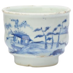 Antico vaso d'acqua in porcellana cinese Ming Ming Paesaggio, inizio XVII secolo