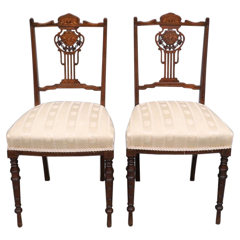 Chaises de salon, Paire exclusive de chaises en acajou de l'époque édouardienne, Décoration de maison en buis en vente