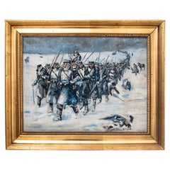 Vintage The painting "March of soldiers". signed