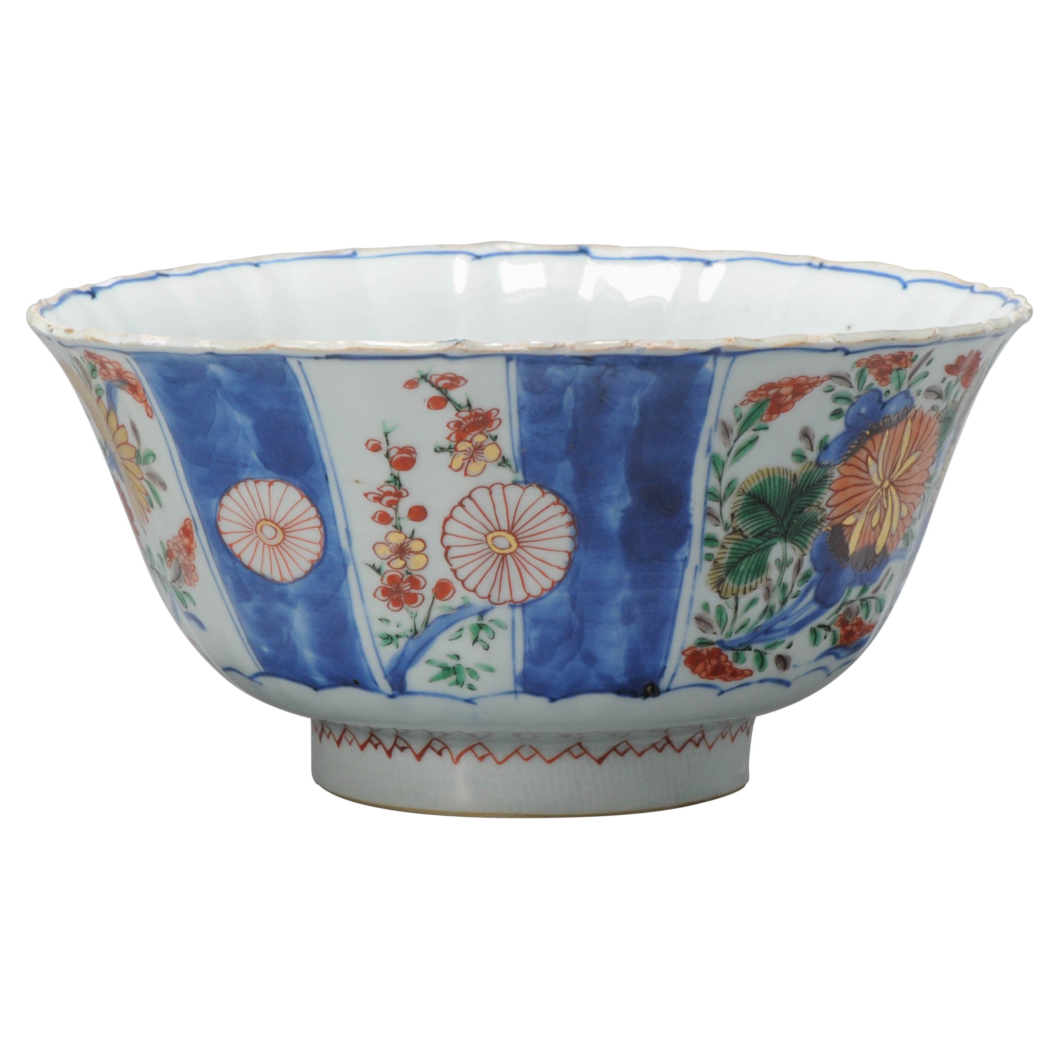 Large Bowl Kangxi Antique Chinese Porcelain Imari Verte, 18 C For Sale