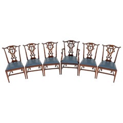 Set 6 Chippendale Dining Chairs Mahogany