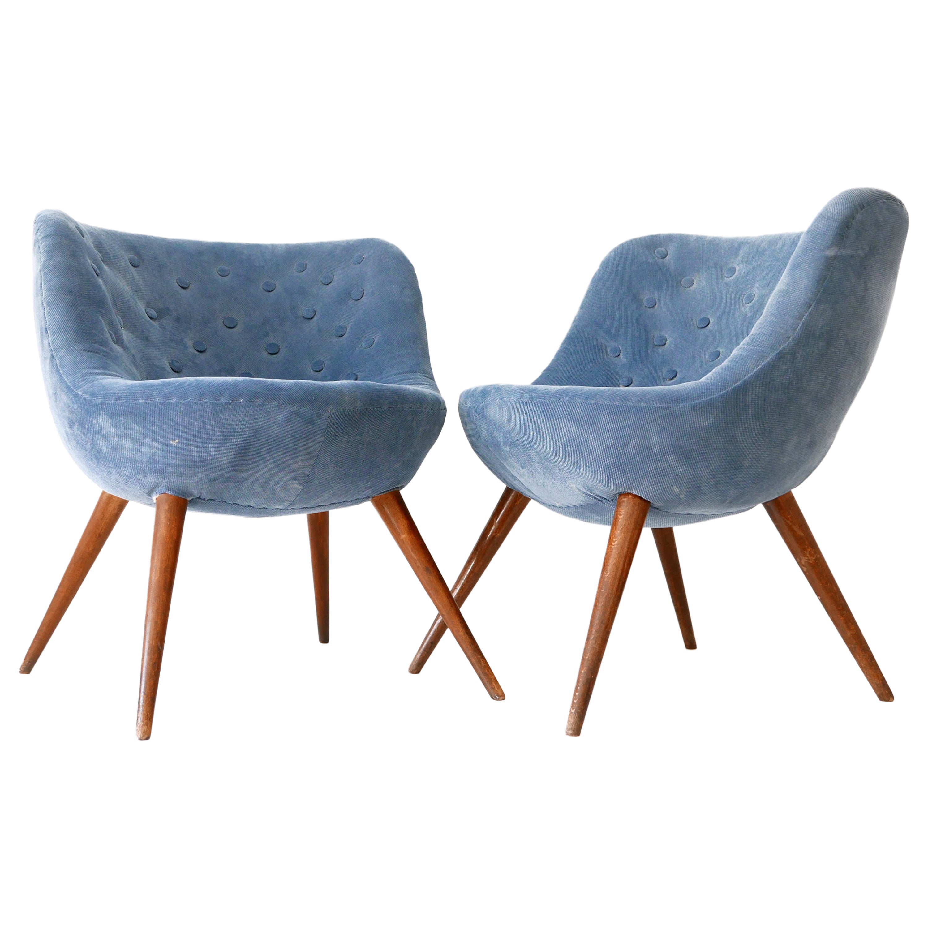 Set of Two Rare Mid-Century Easy Chairs by Fritz Neth for Correcta Germany 1950s For Sale