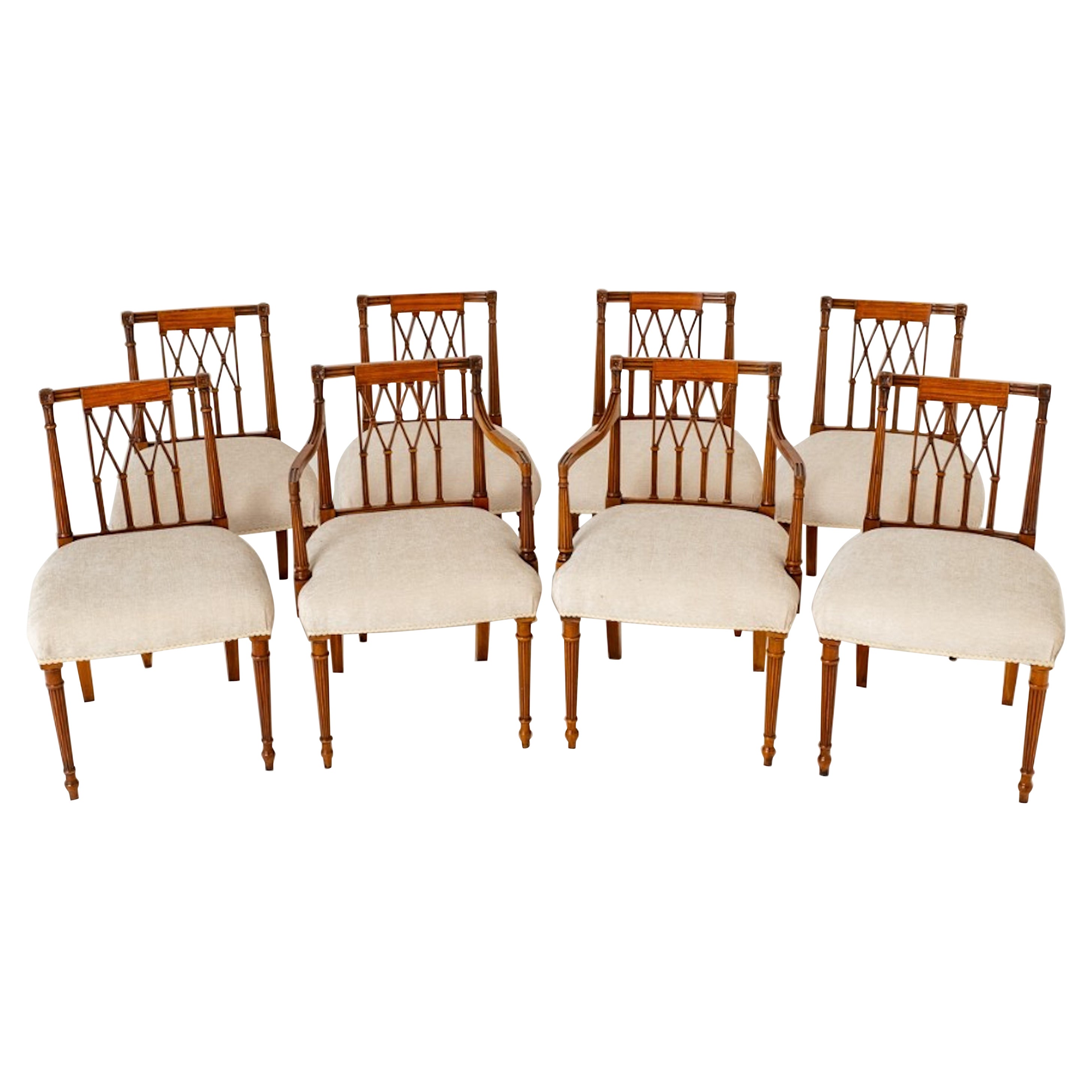 Set Hepplewhite Dining Chairs Satinwood 8