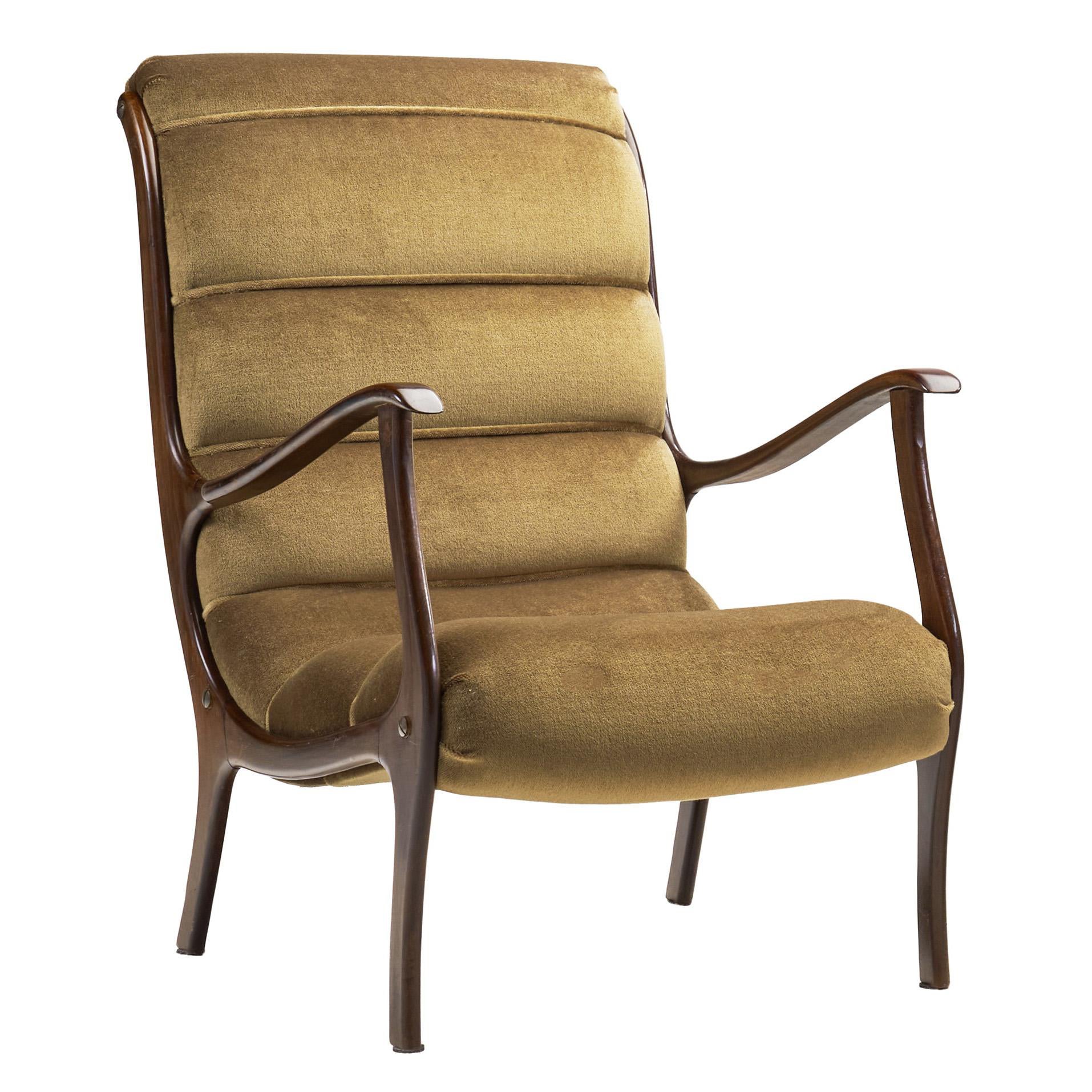 Ezio Longhi Ribbed-Back Lounge Chair for ELAM, Italy 1960s For Sale
