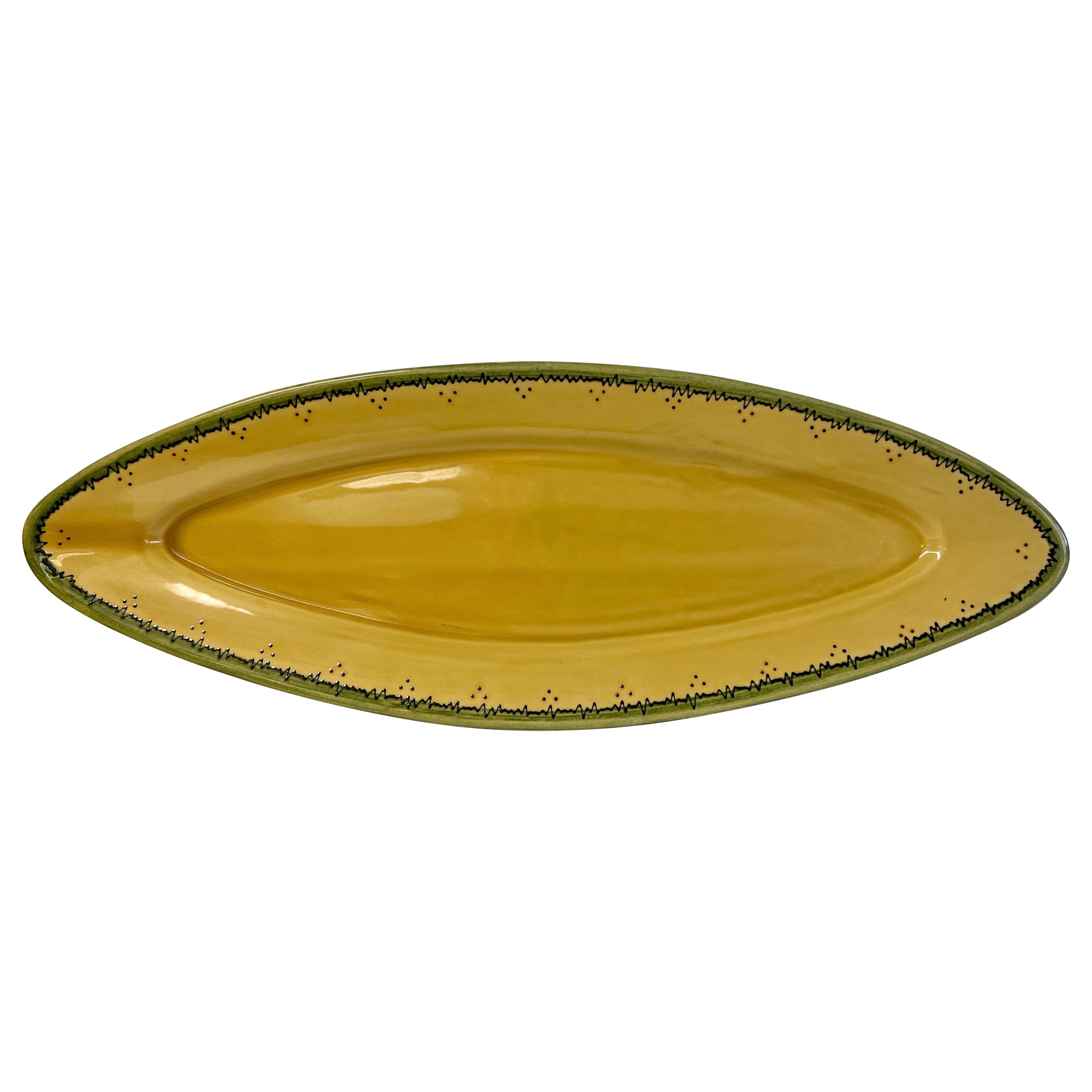 Poet Laval French Ceramic Salmon Serving Platter Dish  For Sale