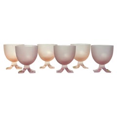 Murano Art Glass Stemware Modernists Frosted Wine Glasses Set of 6