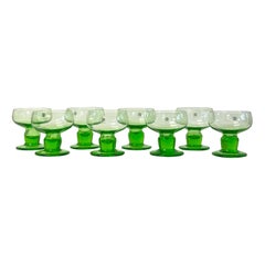 Green Italian Art Glass Stemware Set of 8 by IVV