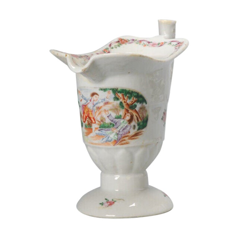 Chinese Porcelain "George Brander Murder" Milk Jug Chine De Commande, 18th C For Sale