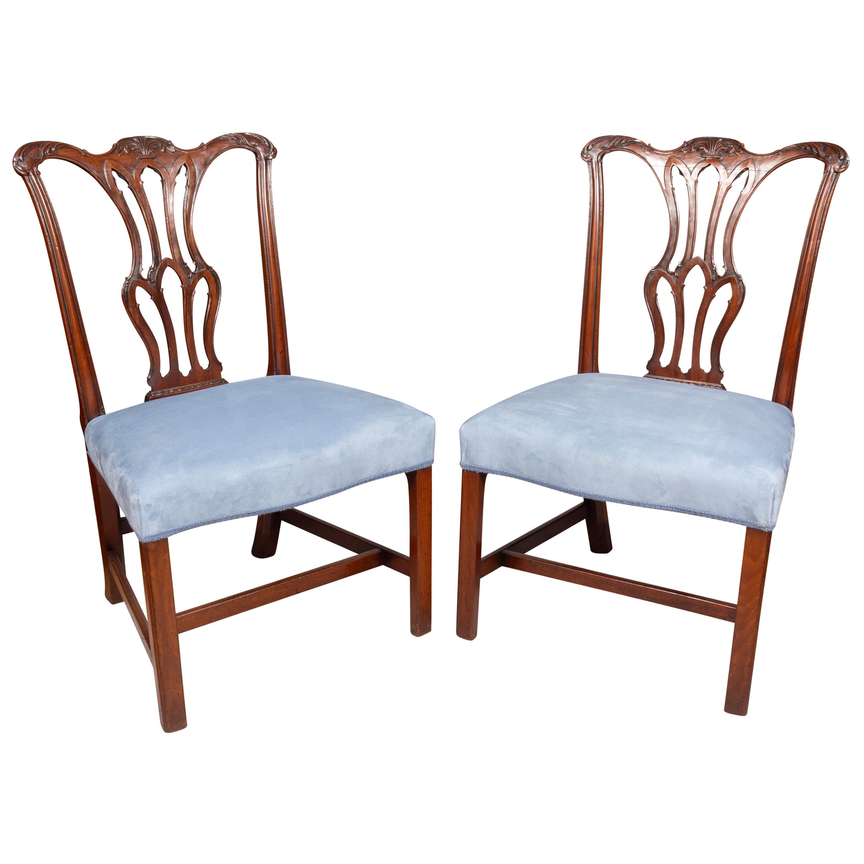 Pair Of George III Mahogany Side Chairs For Sale