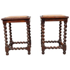 Pair Of William And Mary Style Oak Benches