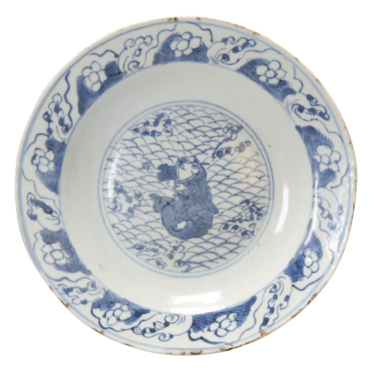 Liu Hai Kosometsuke Antique Chinese Ming Dynasty Plate Porcelain, 16/17th C For Sale