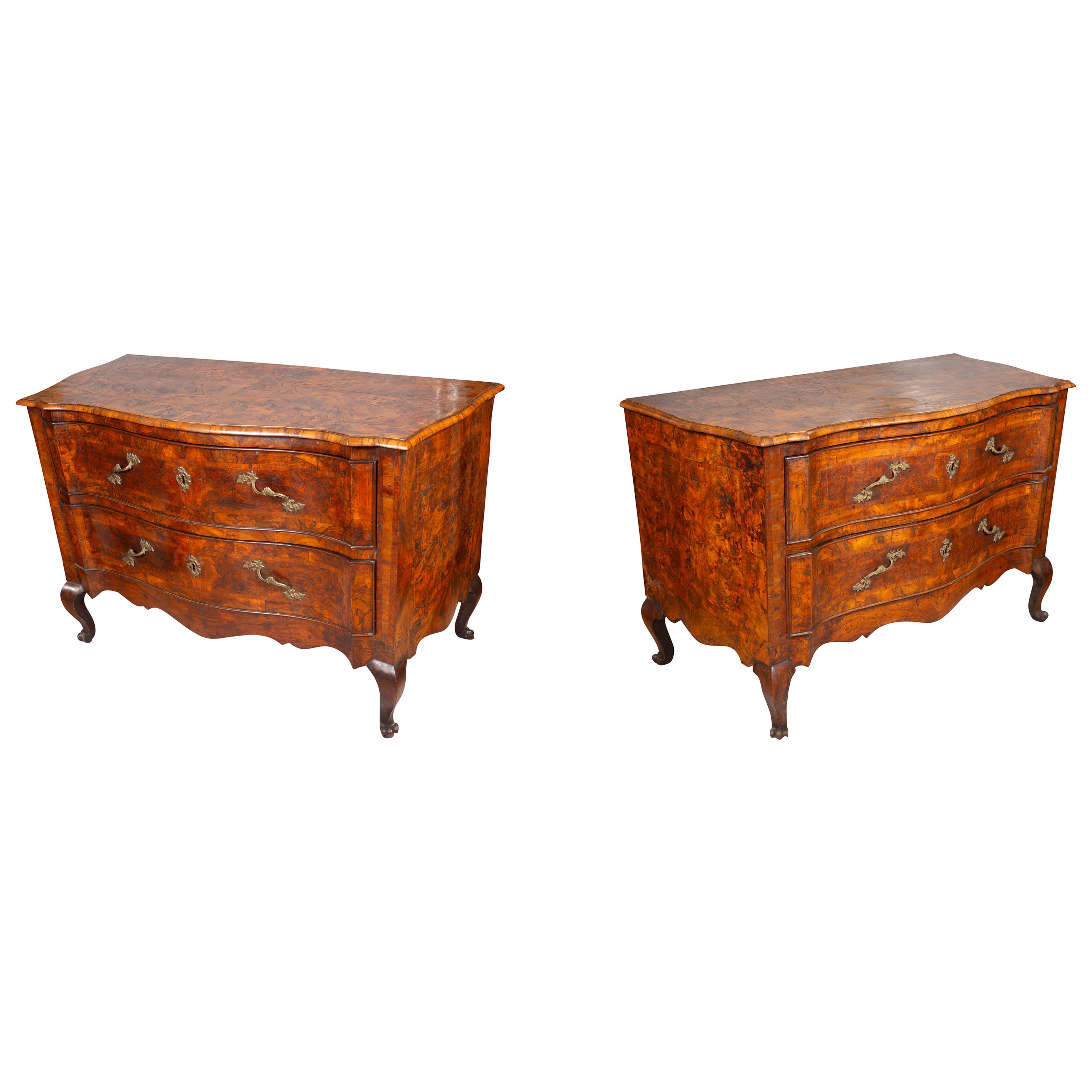 Pair Of Large Venetian Rococo Walnut Commodes For Sale