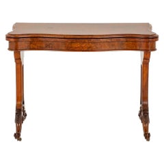 Used Victorian Games Table Card Burr Walnut 1860