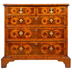 Antique William And Mary Walnut And Oyster Veneer Chest Of Drawers