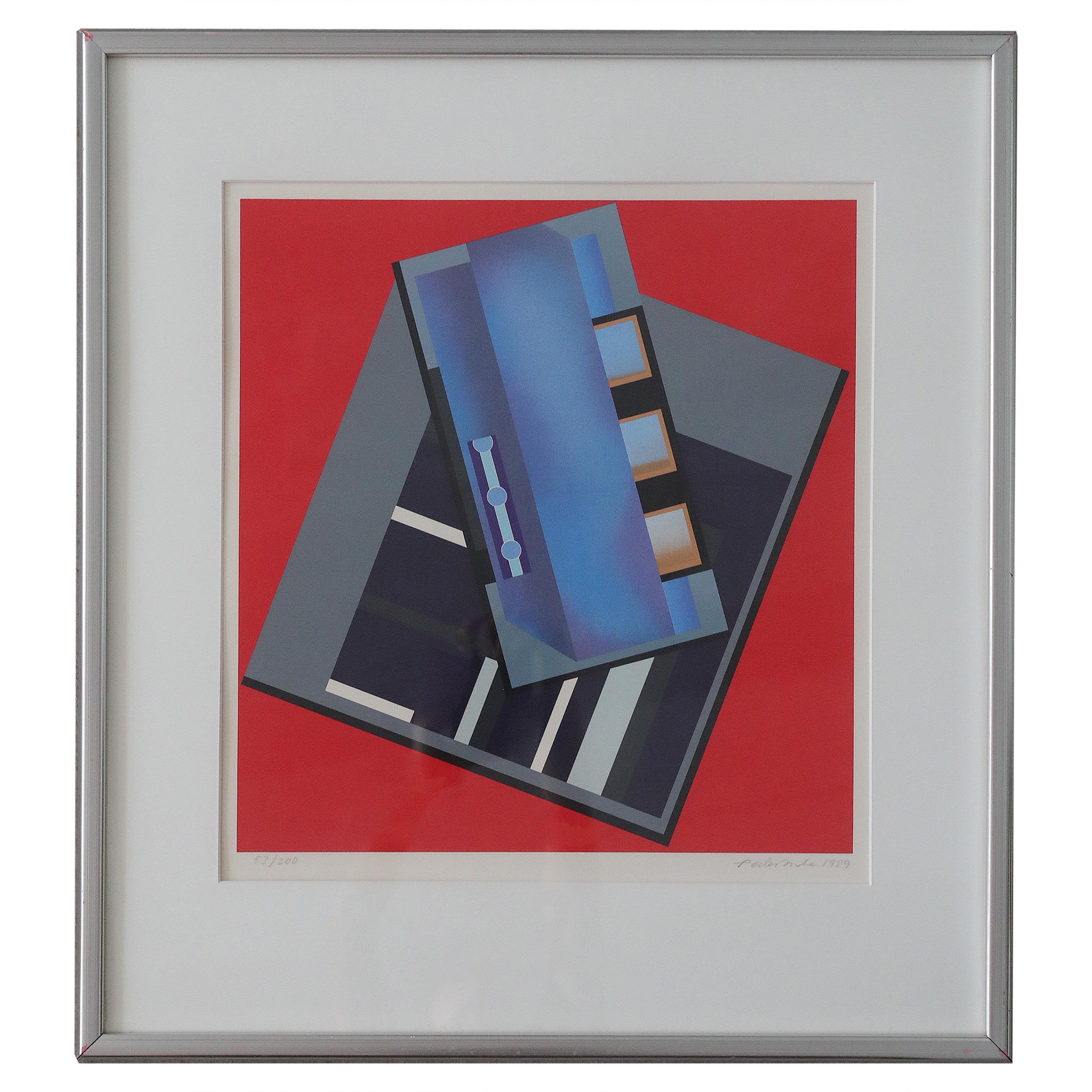 Peder Duke, sérigraphie couleur Komposition, 1989, encadrée