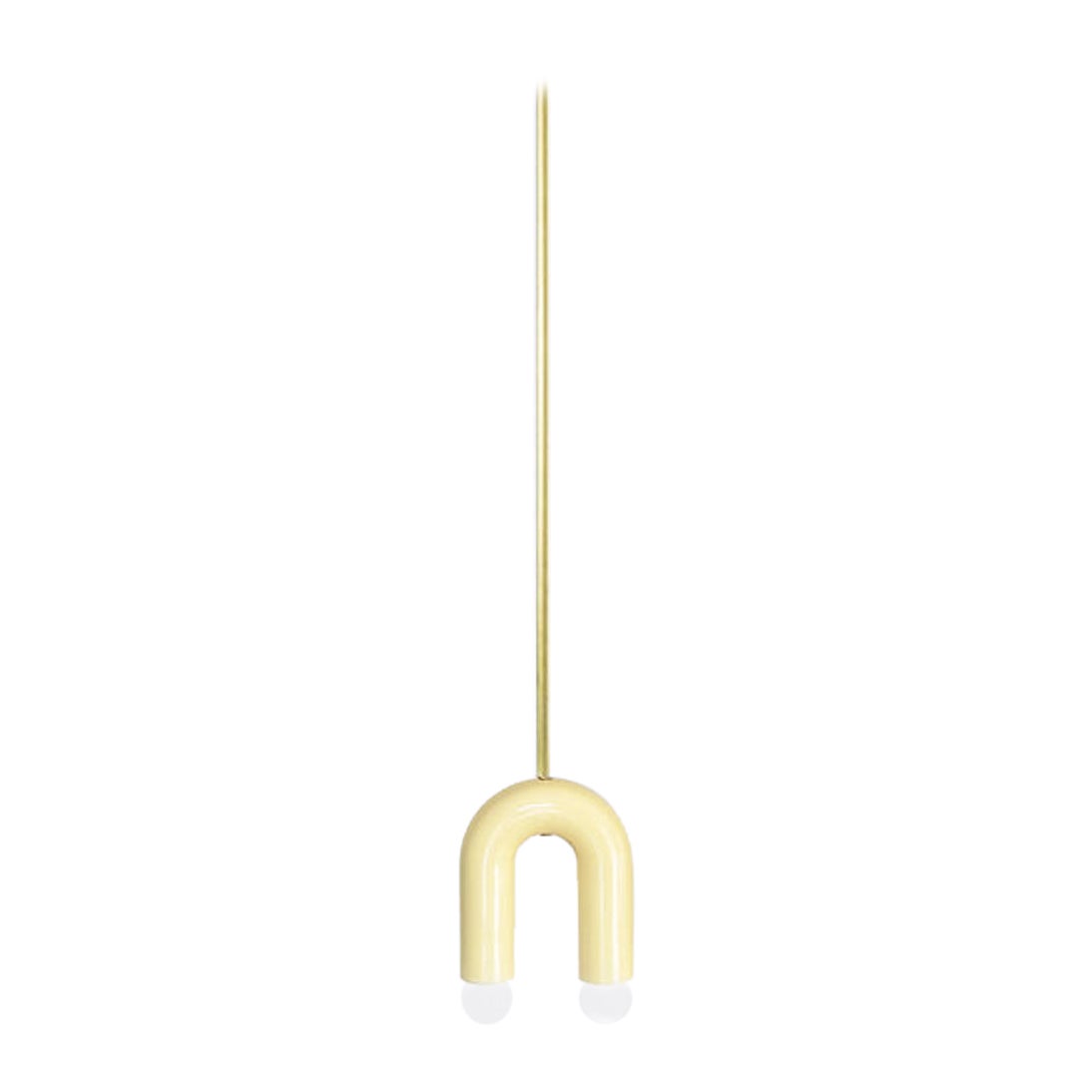 Ceramic Pendant Lamp 'TRN A1' by Pani Jurek, Brass Rod, Yellow For Sale