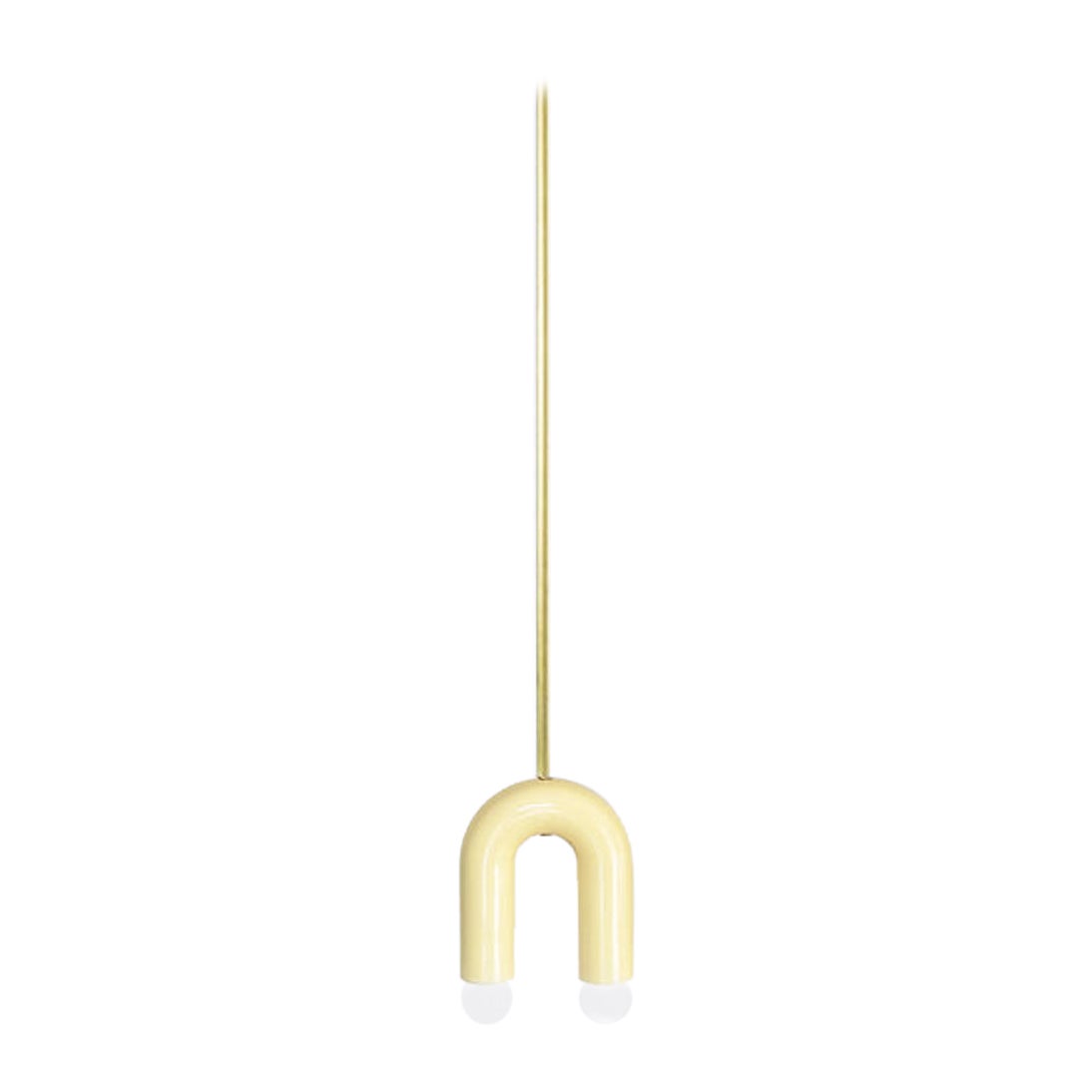 Ceramic Pendant Lamp 'TRN A1' by Pani Jurek, Brass Rod, Yellow