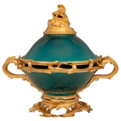 French Mid 19th Century Louis XV St. Ormolu And Glazed Porcelain Centerpiece