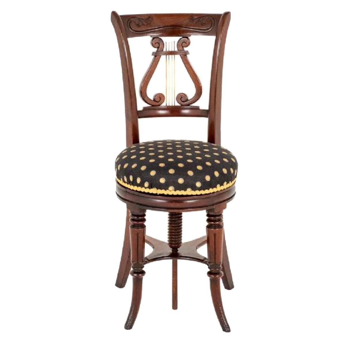 William IV Piano Stool Revolving Chair Seat Mahogany