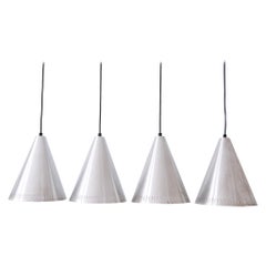 Vintage Set of Four Mid Century Modern Aluminium Pendant Lamps by Goldkant 1970s Germany