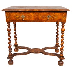 William And Mary Style Marquetry And Oyster Veneer Table