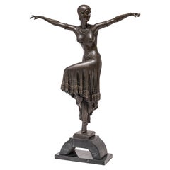 Signed Dimitri H. Chiparus "Graceful Dancer" Bronze Sculpture on Marble Base