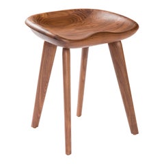 Tractor Stool in Carved, Solid Wood by Craig Bassam