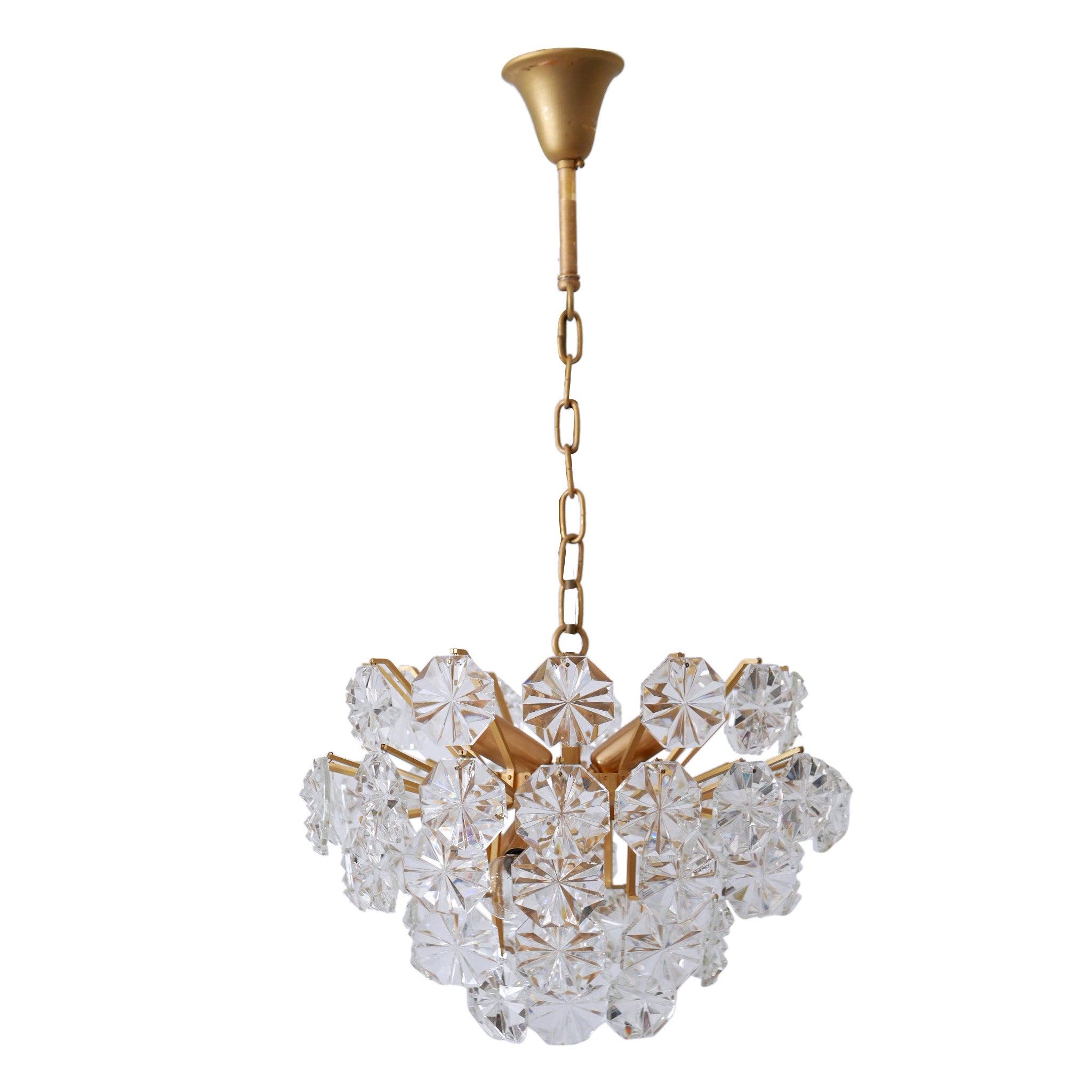 Elegant Mid Century Modern Crystal Chandelier by Christoph Palme Germany 1970s For Sale