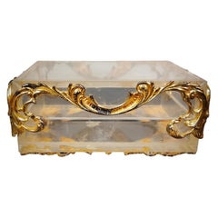 Petite boîte en cristal de roche et bronze XIX