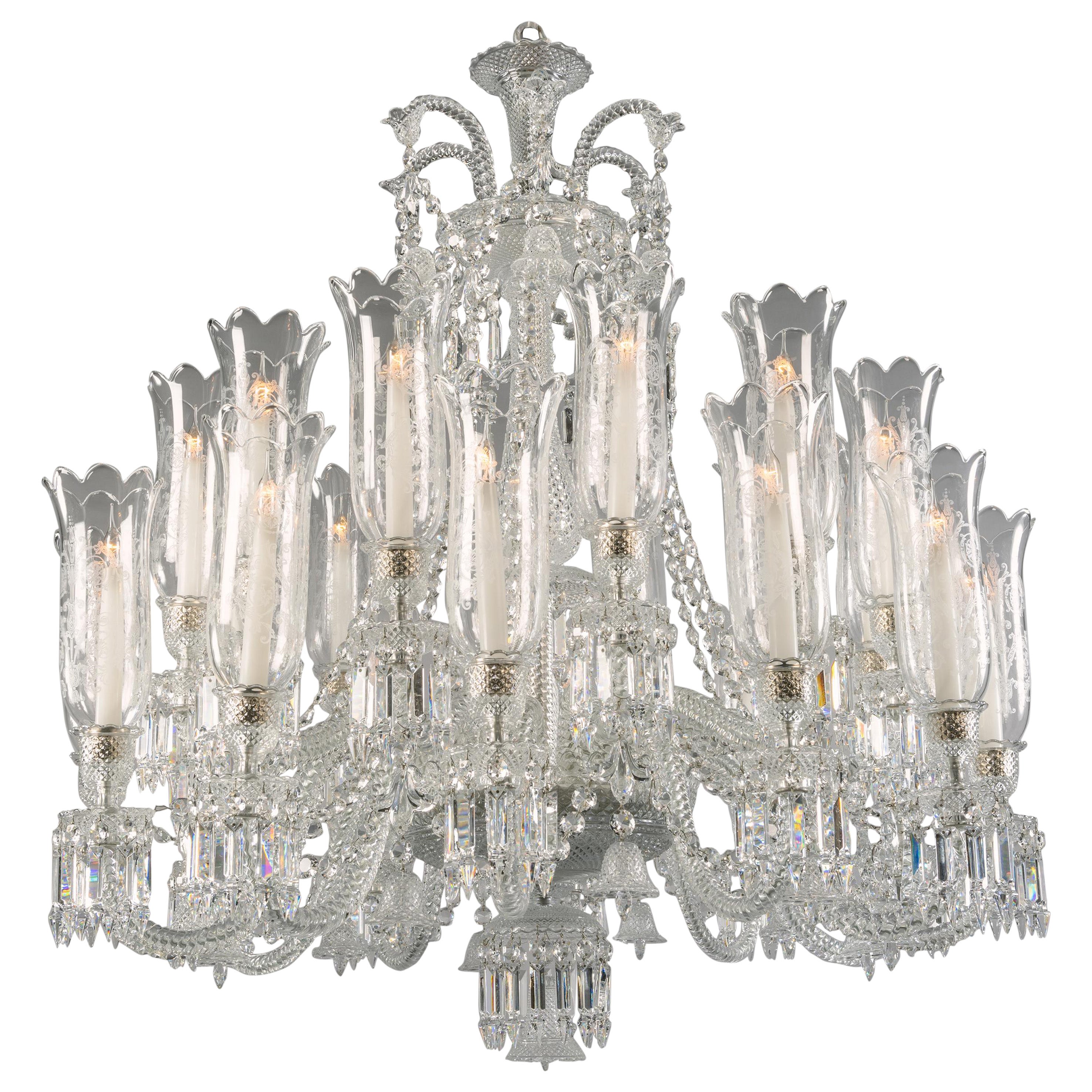 A Twenty-Four Light Crystal Glass Chandelier For Sale