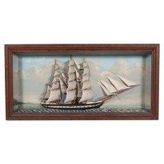 American Painted Wood Ship Diorama