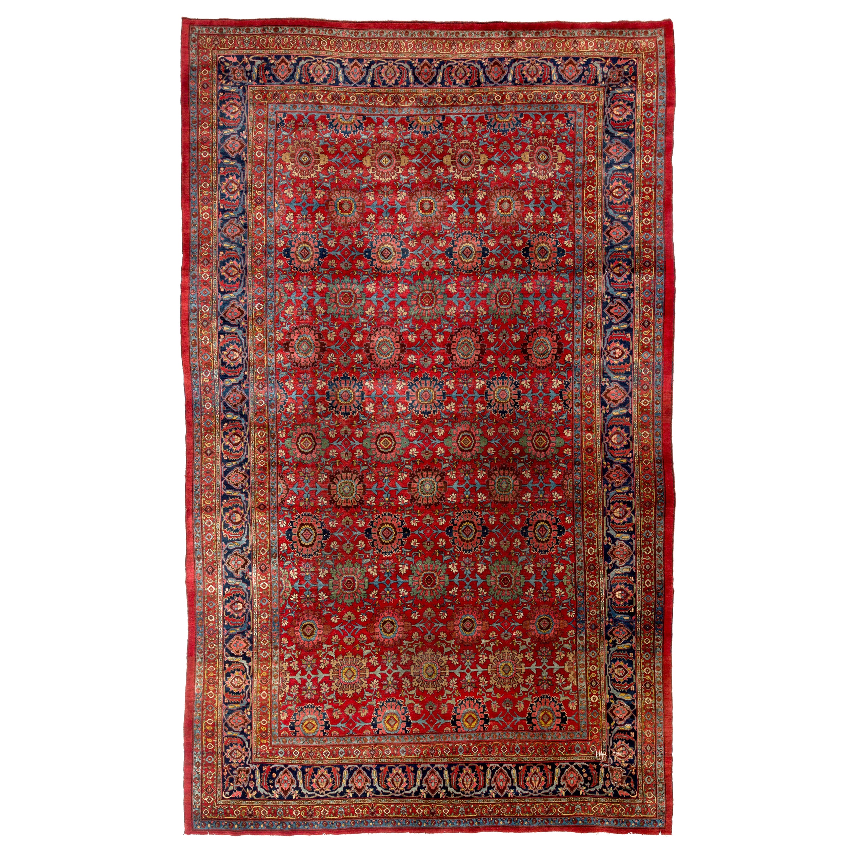 11x18.5 Ft Antique Bidjar Rug, Late 19th Century For Sale