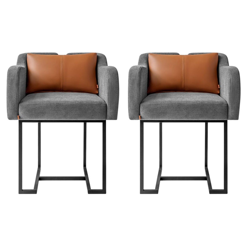 Papillonne Schwarzer Metallstuhl (Set aus 2) und drehbarer Stuhl