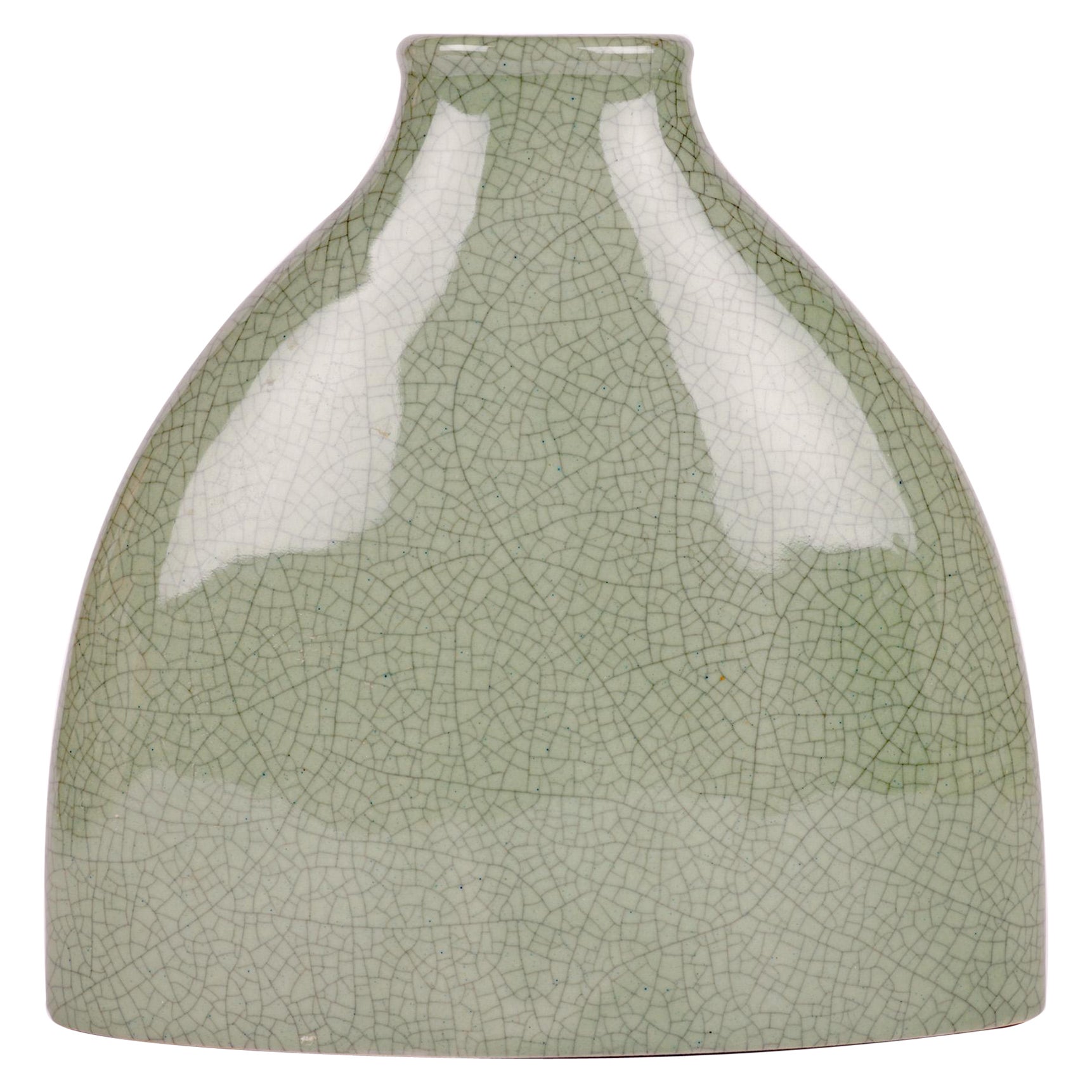 South East Asian Porcelain Celadon Glazed Craquelure Bottle Vase