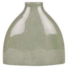 South East Asian Porcelain Celadon Glazed Craquelure Bottle Vase
