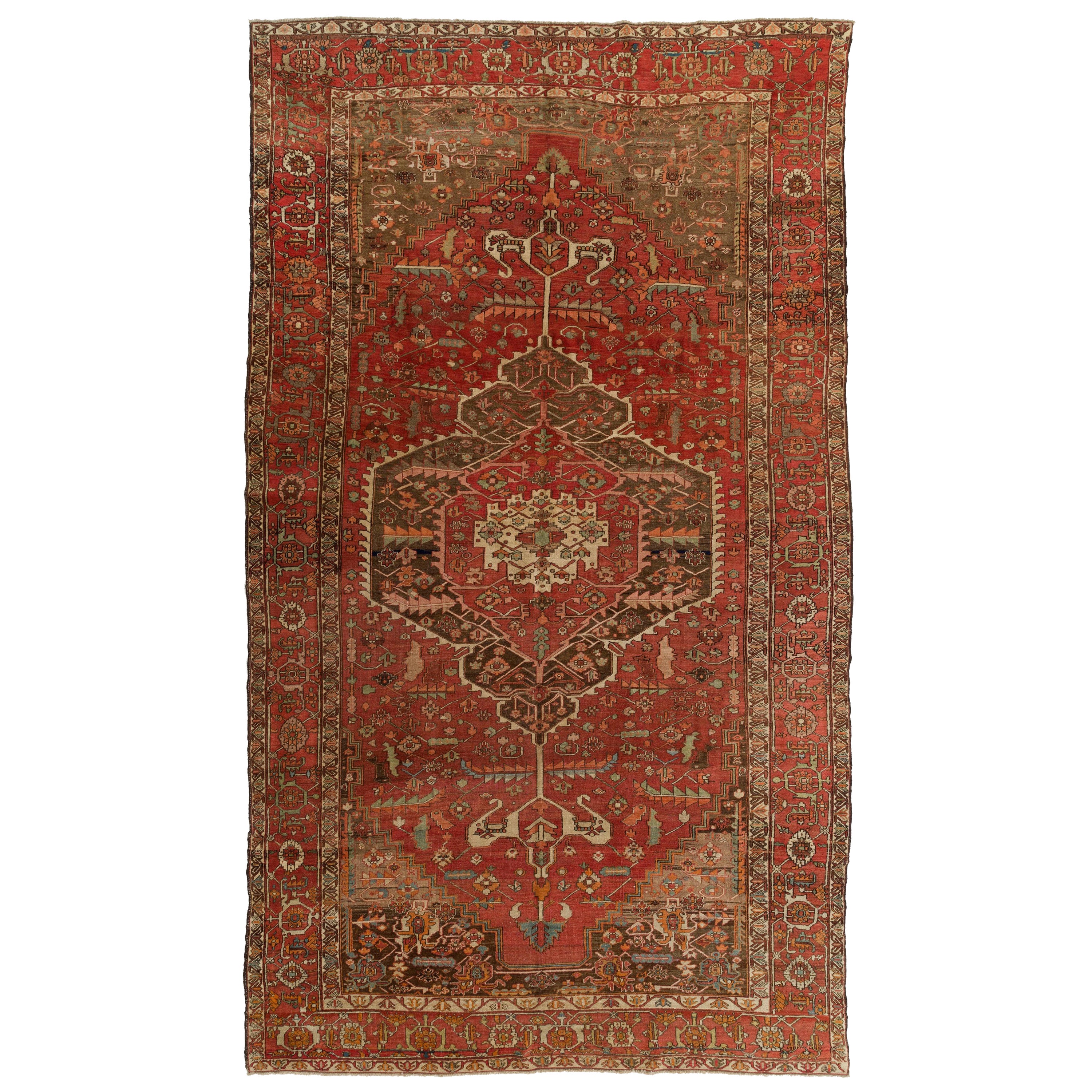 9.2x16 Ft Antique Persian Heriz Rug, Circa 1900	 For Sale