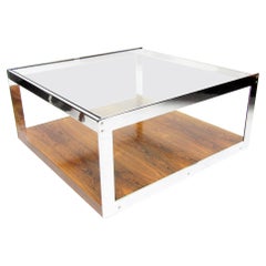 Grande table basse en bois de rose et chrome de Richard Young pour Merrow Associates