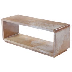 Parchment covered bench or coffee table with rounded corners 