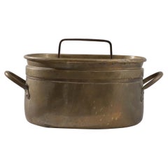 Ancien pot de cuisine belge en laiton avec couvercle