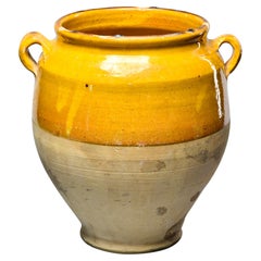 Early 20th C Rustic French Mustard Glazed Confit Jar 