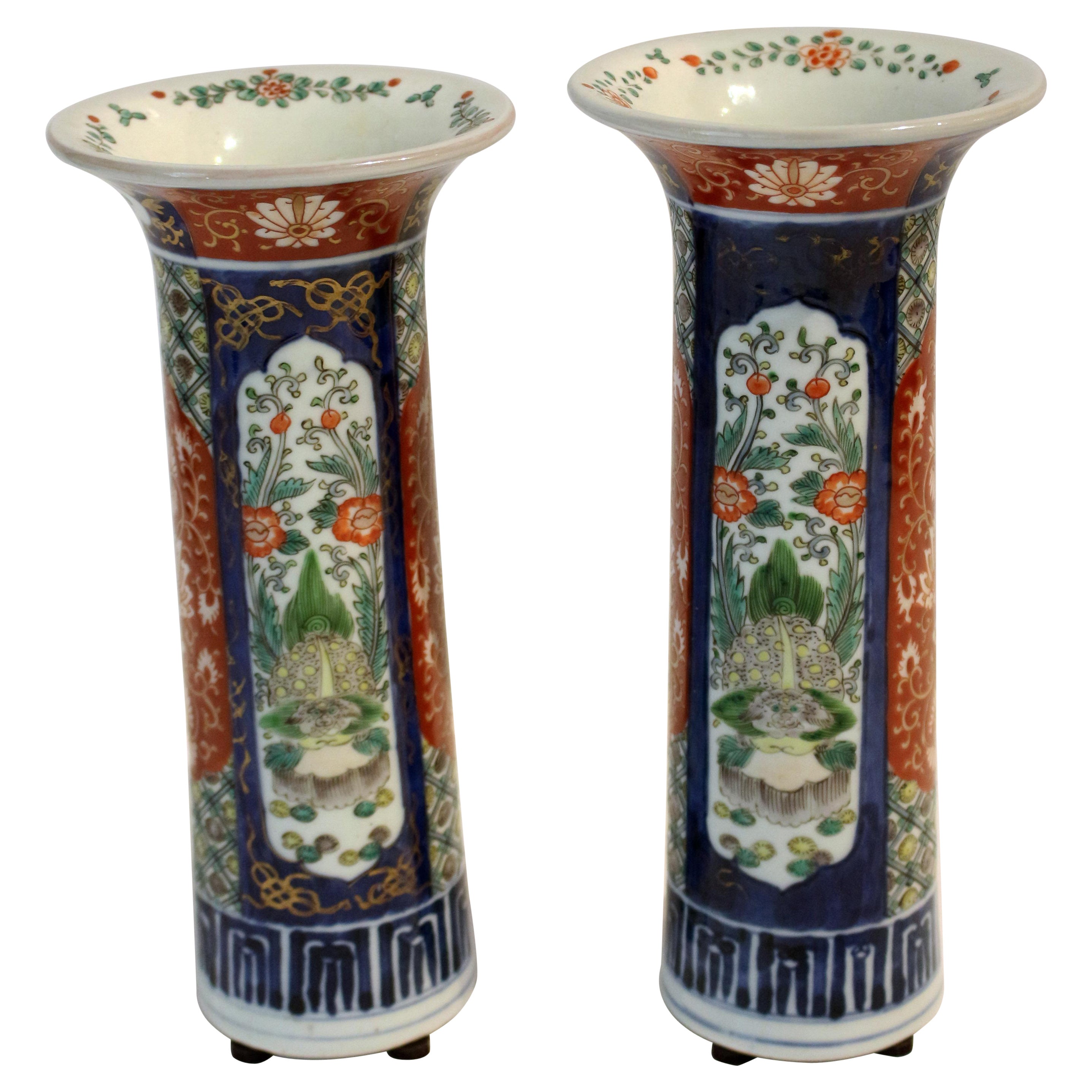 Circa 1860 Pair of Imari Vases For Sale