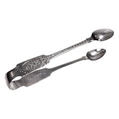 Pair of Irish Antique Silver Tongs Dublin 1835