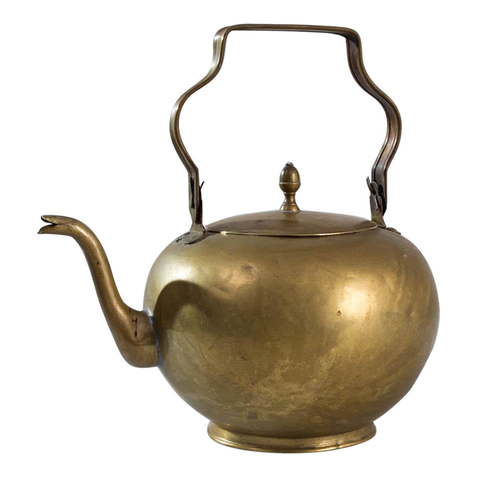19th Century French Brass Kettle For Sale at 1stDibs