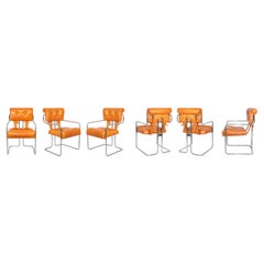 Set of Six Tucroma Leather Chairs by Guido Faleschini for Mariani, Italy, 1970s